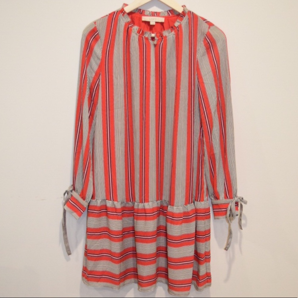 LOFT Striped Flounce Dress